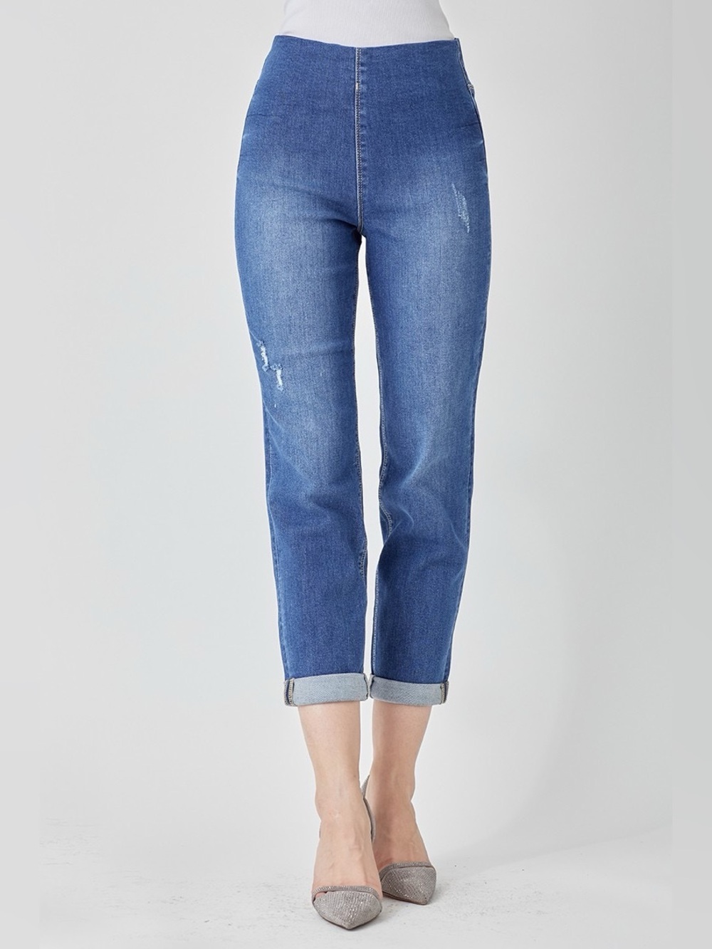 Risen Blue High-Waist Straight Jeans for Women